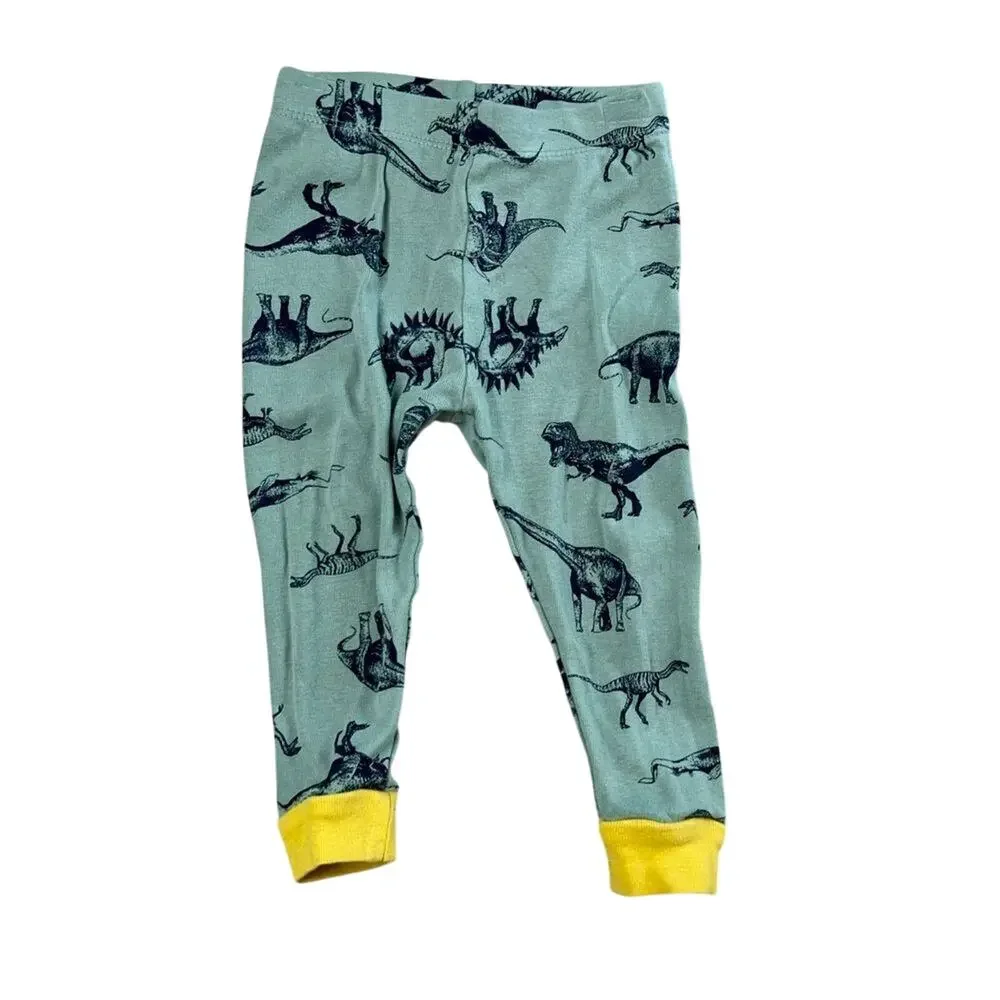 Wonder Nation Green Yellow Dinosaur Cotton Knit‎ Pajama Set 18 months Babycore